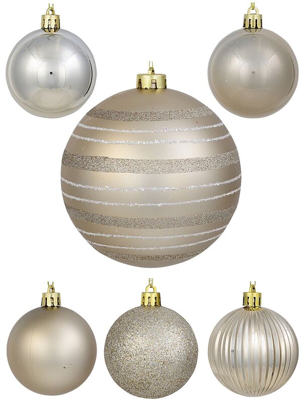 32x Lustrous Platinum Mixed Essential & Grand Baubles | 60mm & 15cm