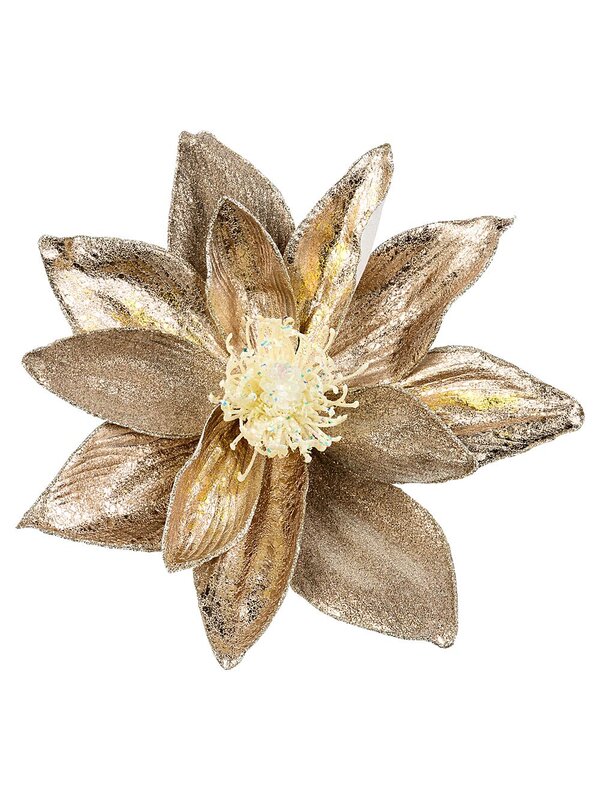 Large Shiny Rose Gold Magnolia Christmas Tree Clip Pick | 36cm