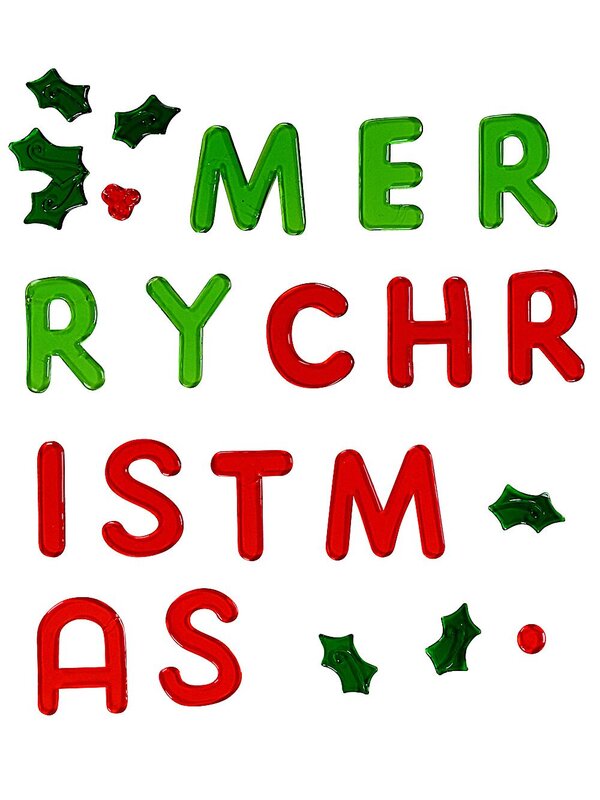 Merry Christmas Holly & Berries Gel Window Cling | 41cm Removable Decal Set