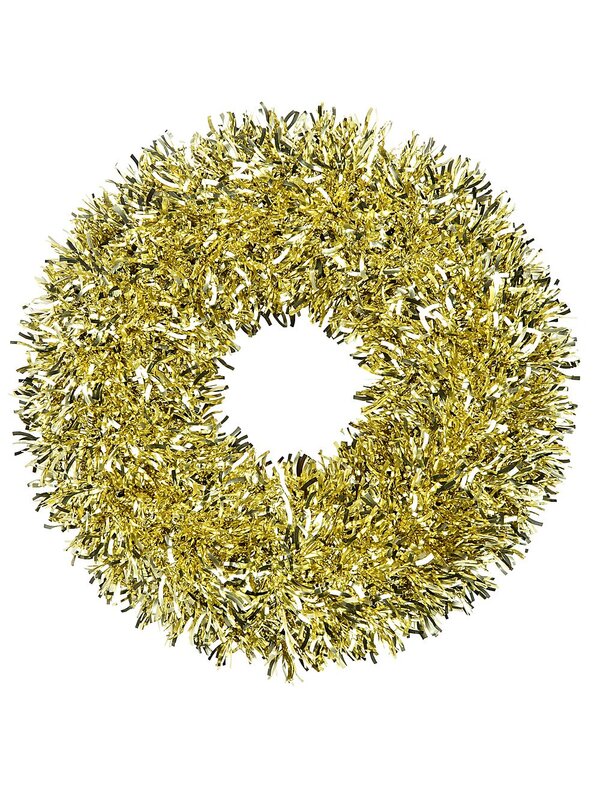 48cm Metallic Gold Christmas Wreath Tinsel Plaque Ornament
