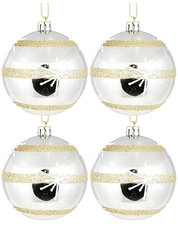 4x Dynamic Champagne Statement Gold Glitter Star Baubles | 80mm