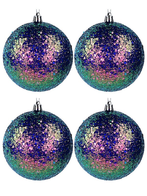 4x Lustrous Vibrant Iridescent Signature Sequin Baubles | 10cm