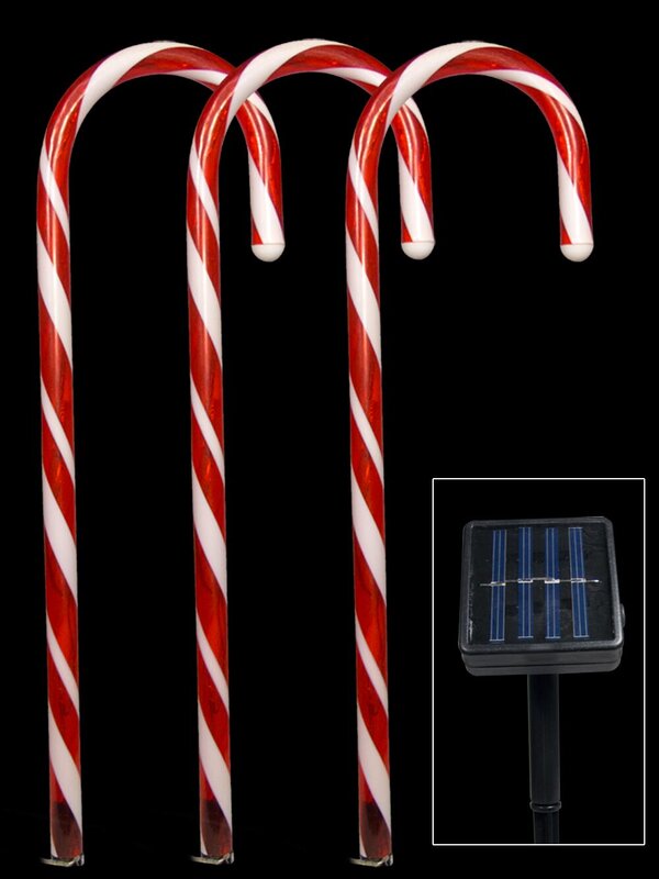 5 Red LED Candy Cane Solar Stake Light - 54cm
