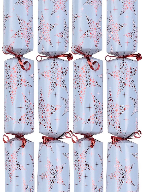 50x 30cm Red Shiny Stars Pattern On White Christmas Cracker Bon Bons