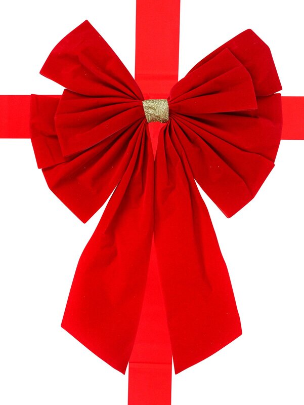 Red Felt Whimsical Monumental Front Door Bow & Ribbon | 55cm