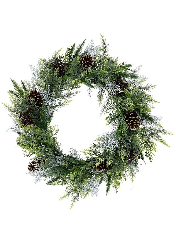 60cm Woodland Christmas Wreath With Tasmanian Cedar & Glitter Pinecones