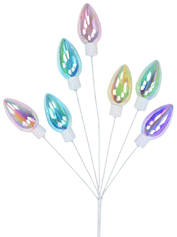 Pastel Rainbow C9 Bulb Spray Long Christmas Stem | 61cm