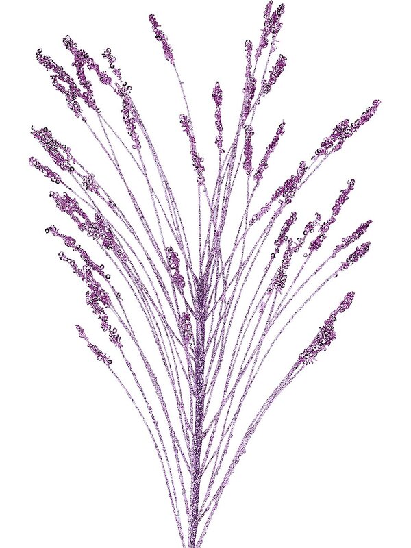 Light Orchid Lavender With Glitter & Sequins Long Christmas Stem | 63cm