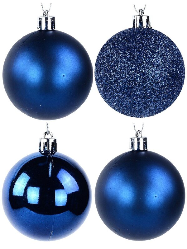 6x Timeless Blue Mixed Essential Baubles | 60mm