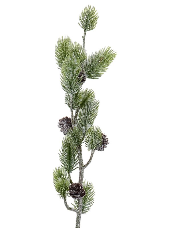 70cm Frosted Pinecones & Pine Brushes Christmas Long Stem