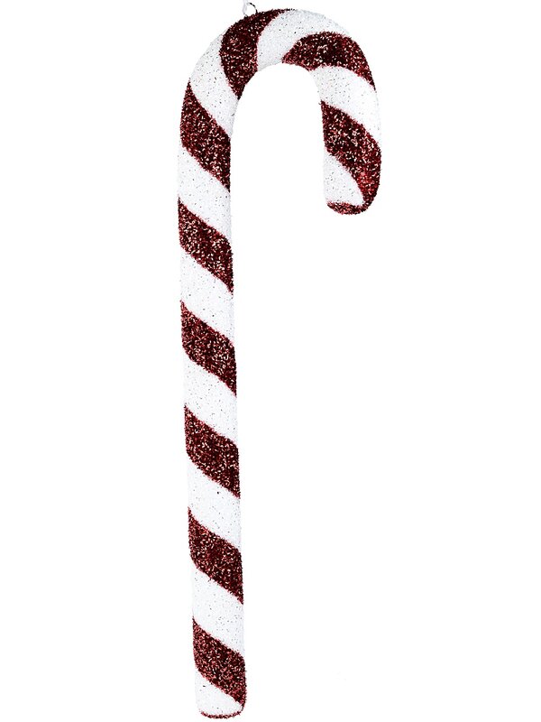 Red & White Swirl Christmas Candy Cane Tinsel Plaque Ornament | 90cm