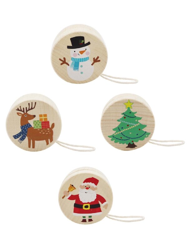 Assorted Christmas Design Wooden Yo Yo | Festive Stocking Filler