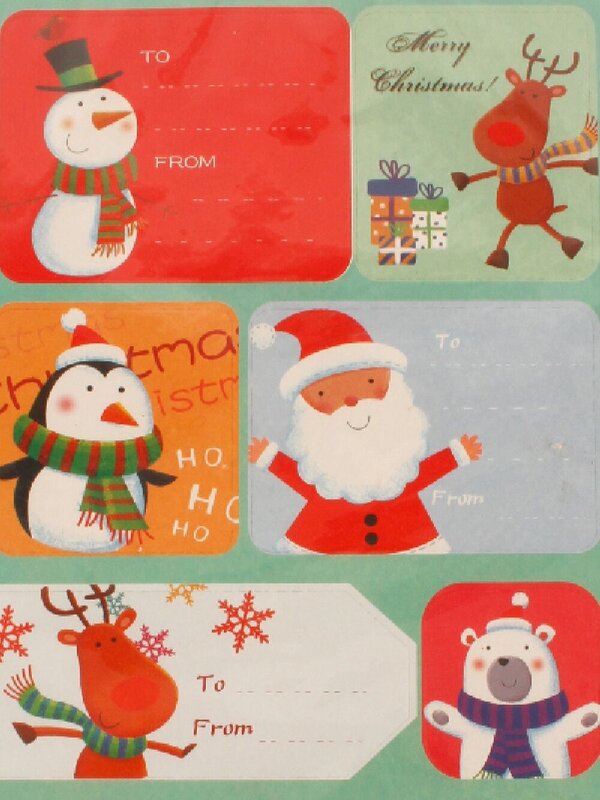 Assorted Christmas Gift Tag Stickers With Various Styles - 120 Pack