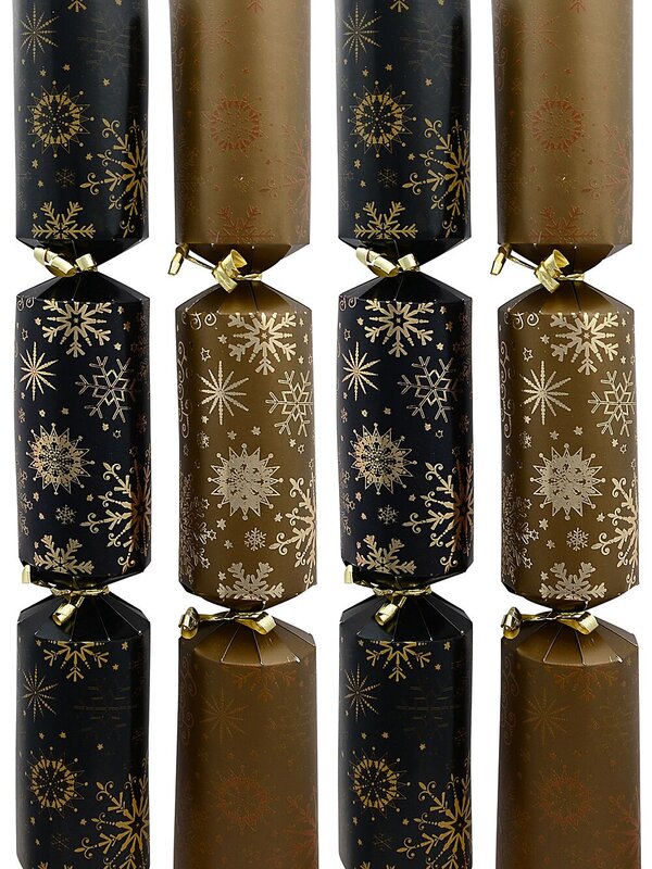Black & Gold Snowflakes & Stars Christmas Cracker Bon Bons - 6 x 38cm