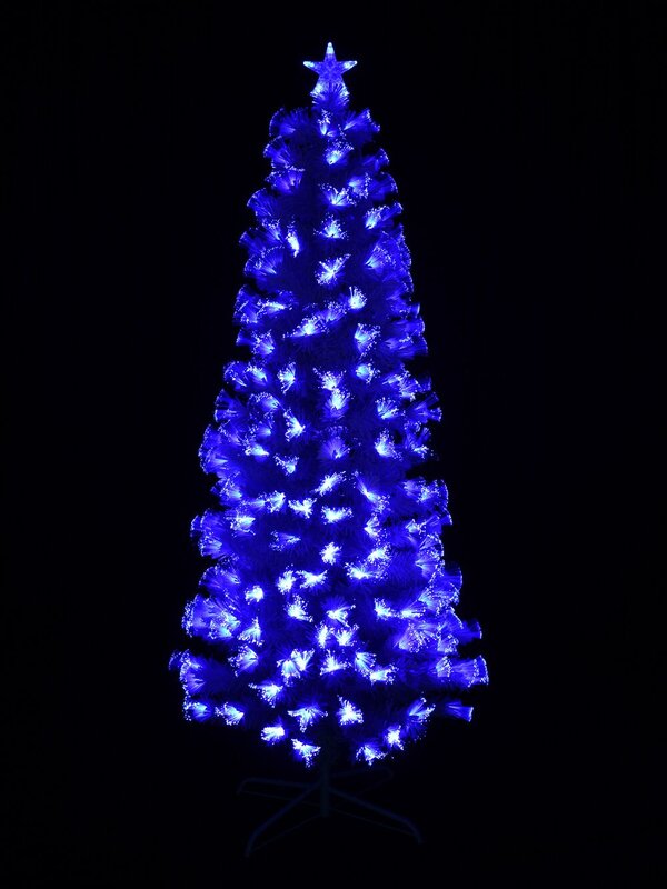 Blue & Cool White LED White Fibre Optic Christmas Tree - 1.8m