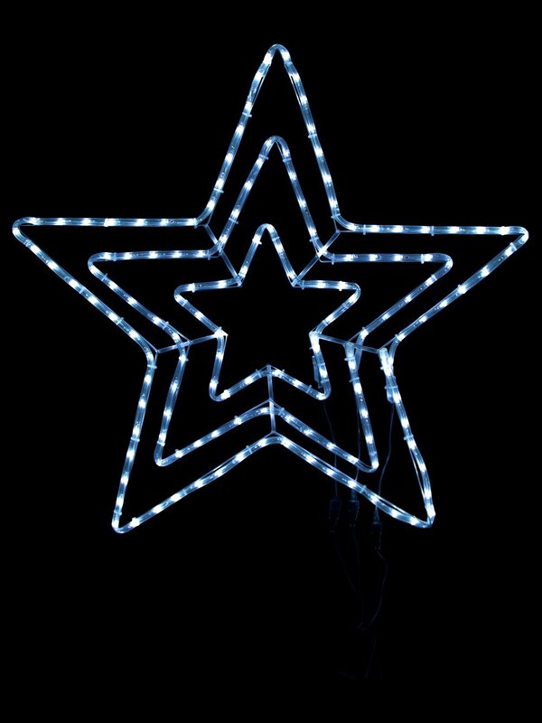 Cool White Triple Star LED Rope Light Silhouette - 80cm