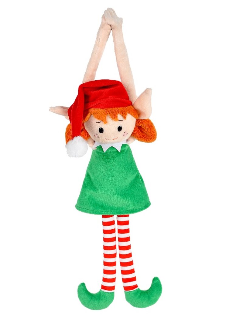 Cute & Cuddly Hanging Elf Girl Christmas Plush Toy - 19cm