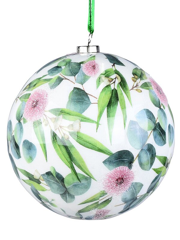 Eucalyptus Authentic Natural Signature Silver Glitter Ball Bauble | 10cm