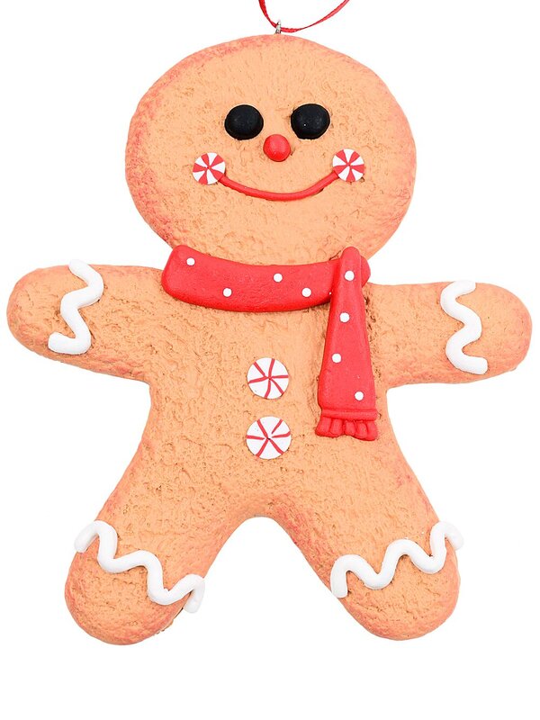 Gingerbread Man With Dotted Scarf Whimsical Essential Ornament | 13cm