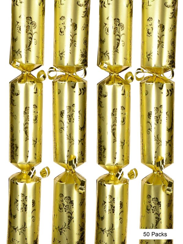 Gold Fleur De Lis Pattern On Shiny Gold Christmas Cracker Bon Bons - 50 x 28cm