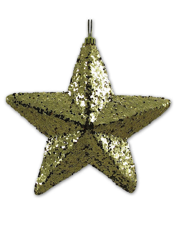 Gold Glittered 3D Star Decorations - 18cm
