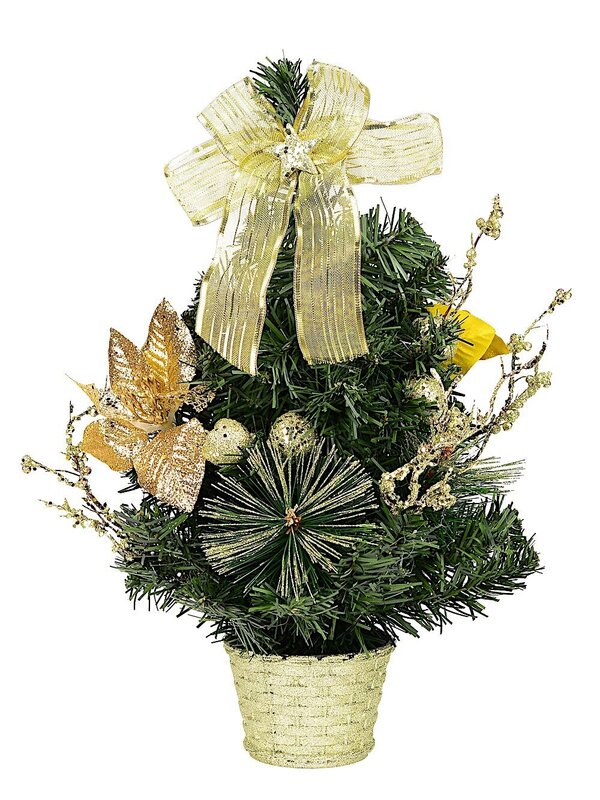 Gold Theme Decorated Christmas Tree Table Top Ornament - 40cm