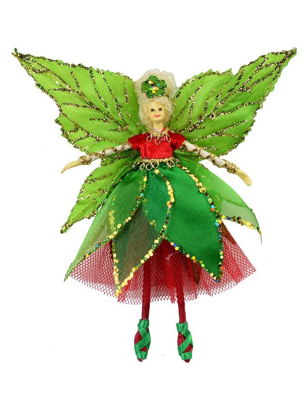 Green Dress & Wings Christmas Fairy Hanging Ornament - 18cm