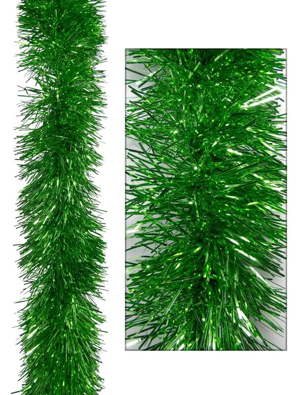 Green Metallic 8ply Tinsel Garland - 15cm x 5.5m