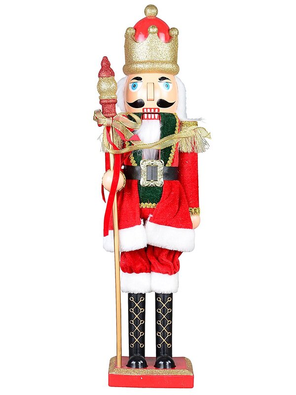 Large Classic Christmas Nutcracker With Finial Staff Decorative Ornament - 59cm