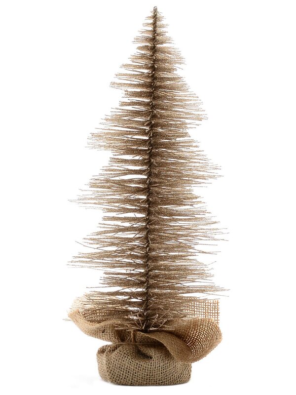 Large Glittered Champagne Spiral Pine Needle Christmas Table Top Tree - 30cm
