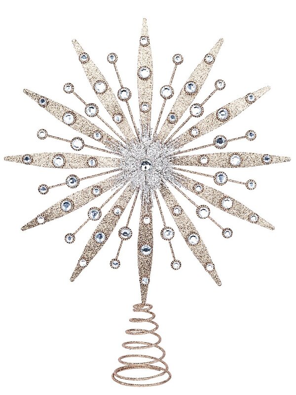 Large Rose Gold & Silver Glitter Supernova Tree Topper | 42cm