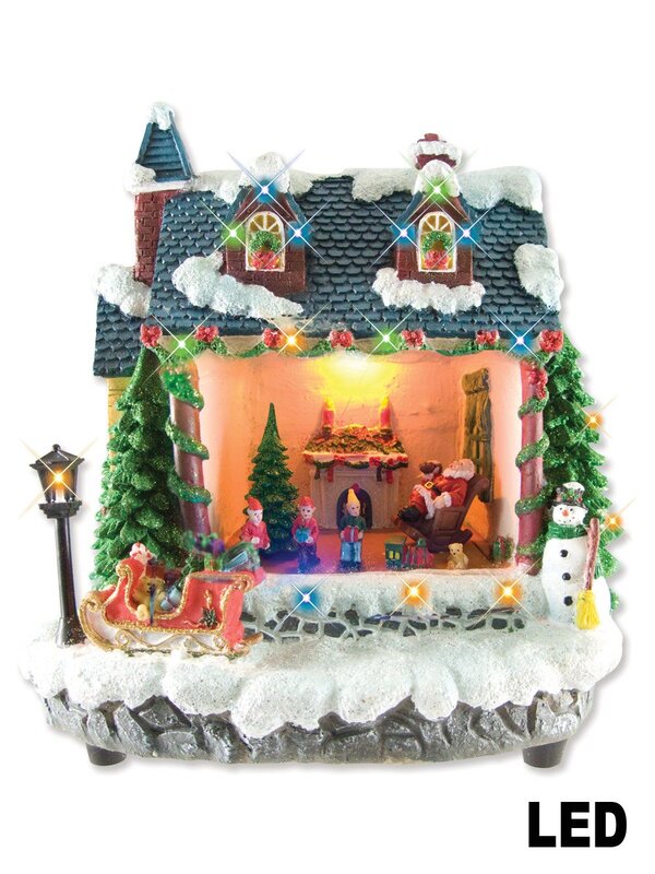 LED Resin Christmas Village House Scene With Animation - 23cm