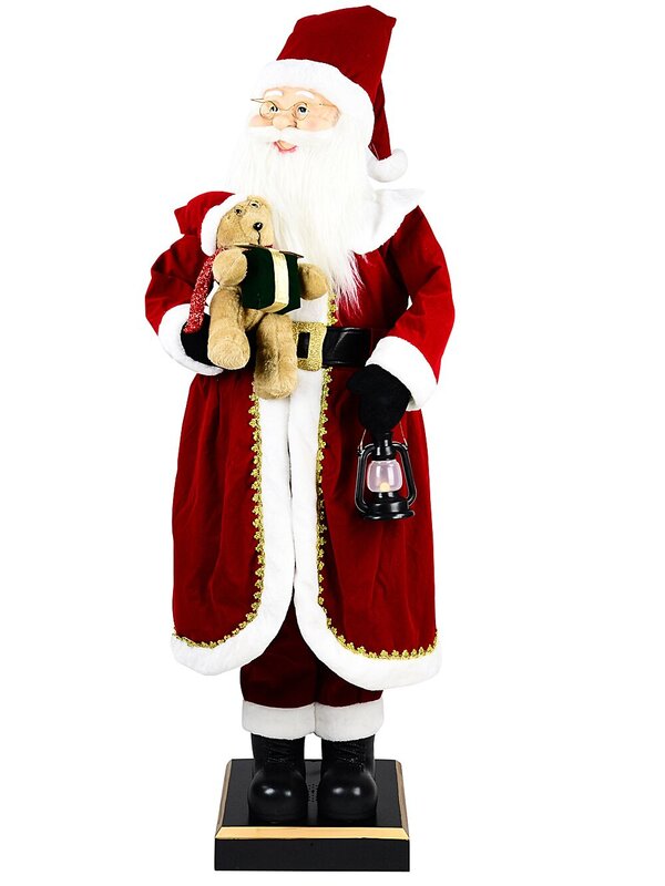 Life Size Animated Singing & Dancing Santa Claus With Lantern & Teddy | 1.5m