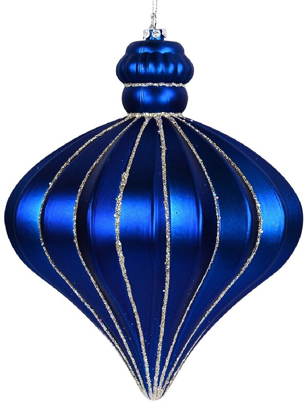 Matte Blue & Champagne Lustrous Signature Textured Onion Finial Drop | 17cm