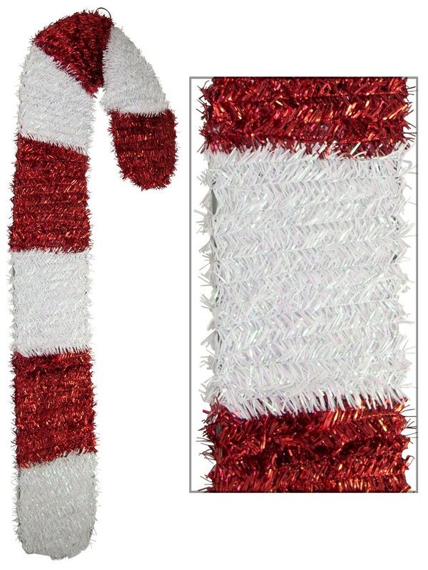 Metallic Tinsel Candy Cane Hanging Decoration - 92cm
