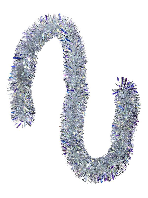 Premium 9ply Silver Iridescent Thick and Thin Fir Christmas Tinsel | 2m x 11cm