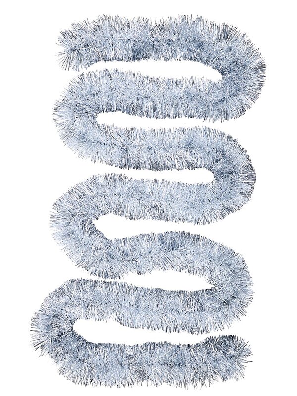 Professional 8ply Silver Metallic Fir Needle Christmas Tinsel Garland | 5m x 15cm