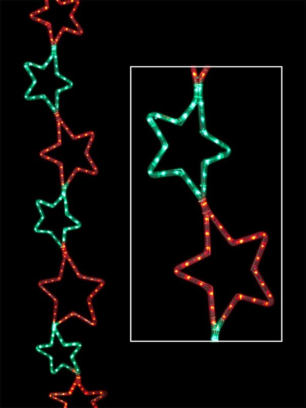 Red & Green LED Star Chain Rope Light Silhouette - 3.2m