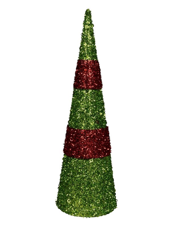 Red & Green PVC Tabletop Tree with Sequins & Glitter - 38cm