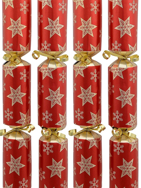 Red & Shiny Gold Stars & Snowflakes Christmas Cracker Bon Bons - 50 x 26cm