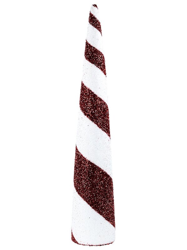 Red & White Swirl Christmas Large Conical Tree Tinsel Plaque Ornament | 92cm