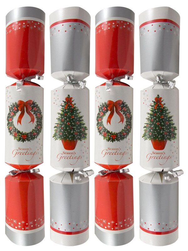 Red With Wreath & Silver With Tree Bon Bons - 12 x 35cm