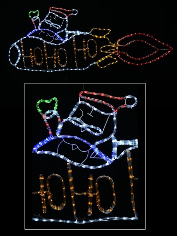 Rocket Man ' Ho Ho Ho ' Santa Rope Light Silhouette - 1.6m