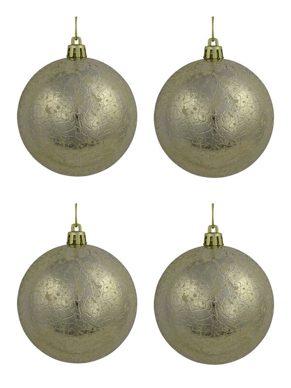 Rose Gold Crackle Textured Baubles - 4 x 80mm