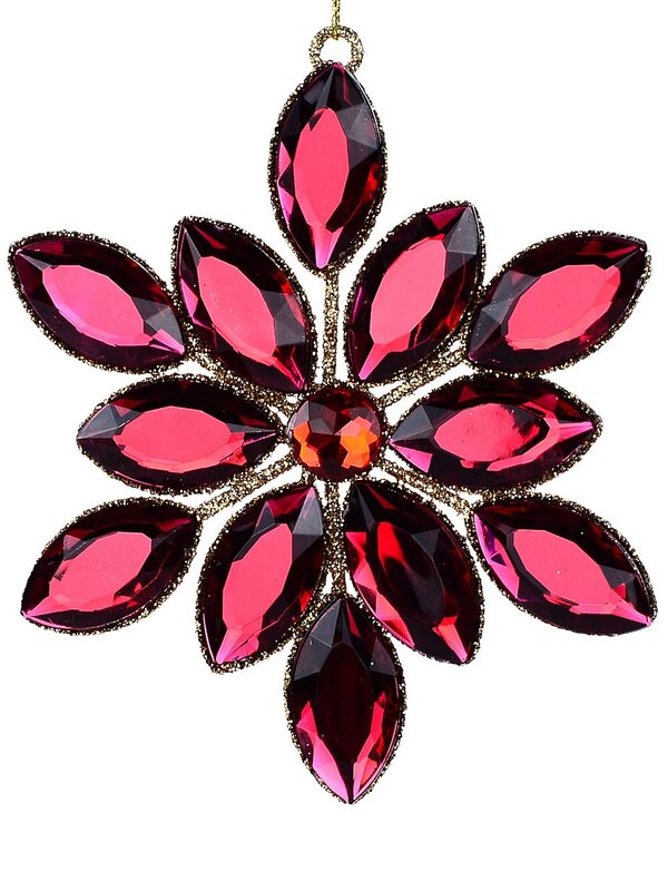 Ruby Red Oval Jewelled Radiant Floral Essential Ornament | 11cm
