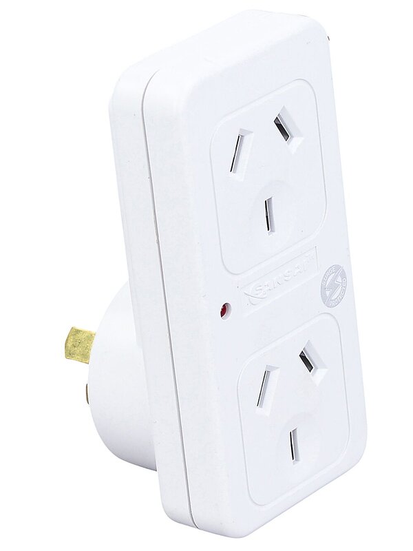 Sansai Surge Protected Double Adapter | Vertical 2 Way Indoor Socket Expander