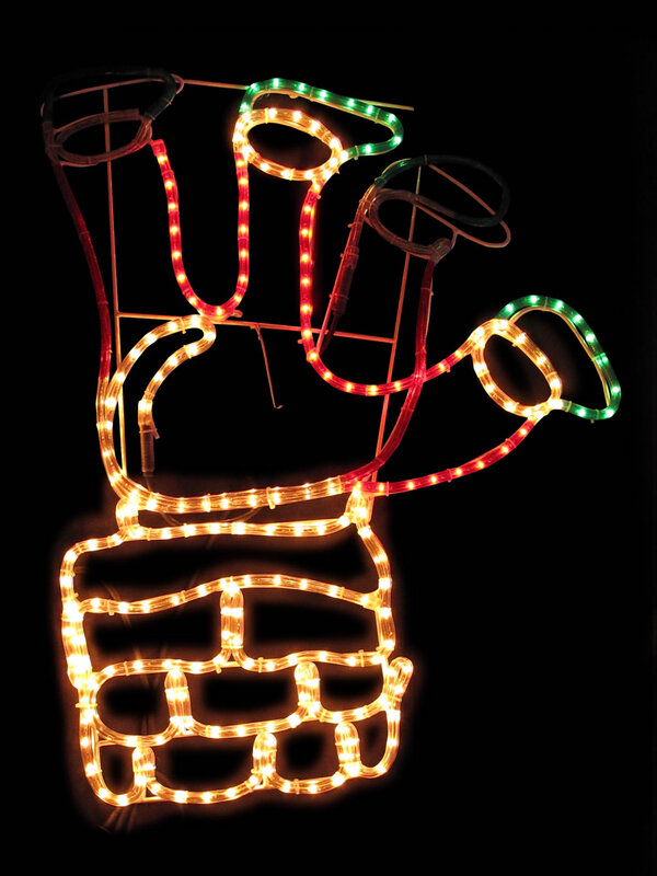 Santa Caught In A Chimney Rope Light Silhouette - 80cm