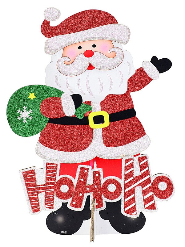 Santa Claus With Christmas Sack Glittered Freestanding Sign | 46cm