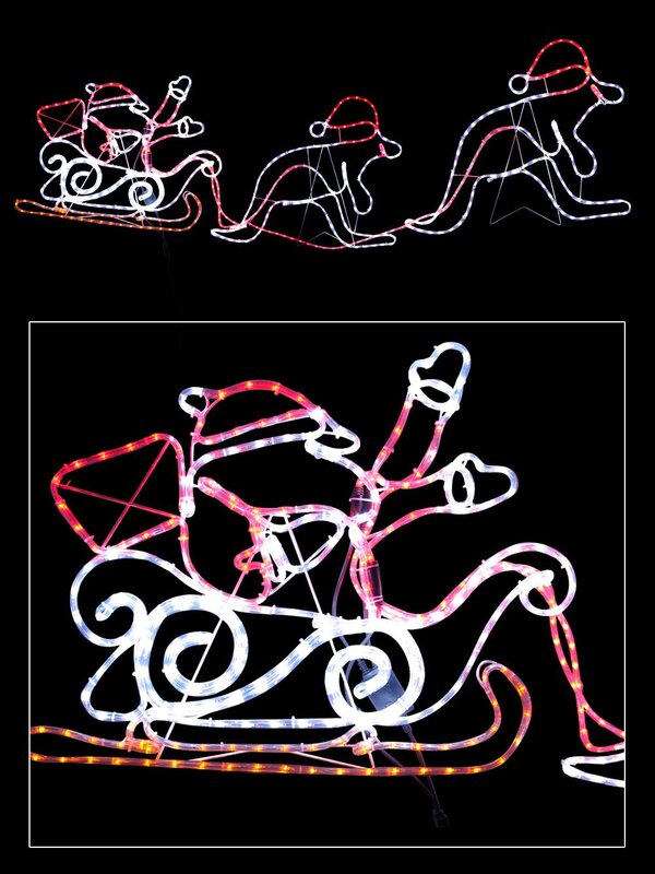 Santa & Kangaroos LED Light Rope Silhouette - 2.9m