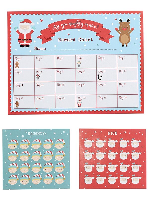 Santa's Naughty Or Nice Reward Chart | 24 Day Behaviour Kit With Stickers
